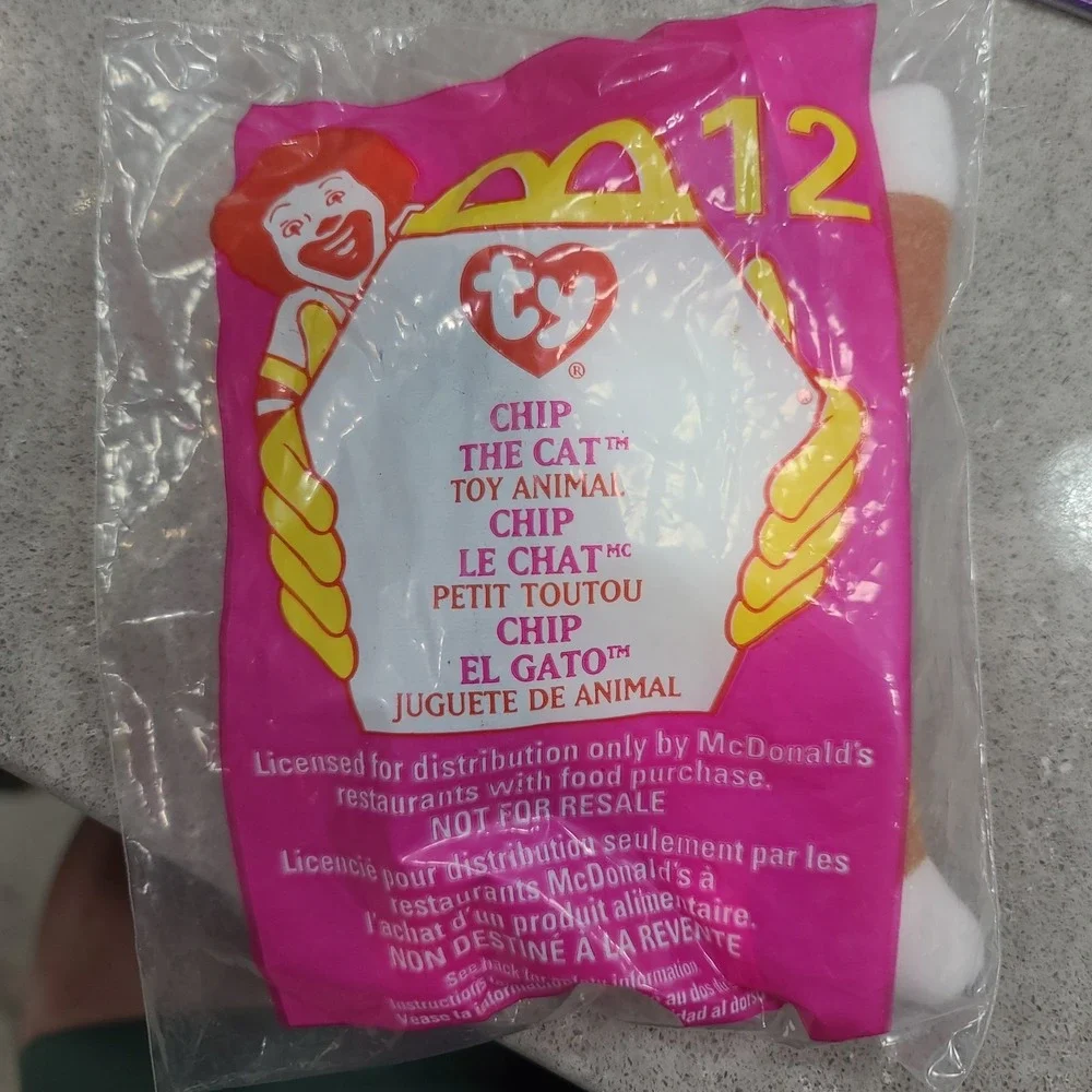 Ty Beanie Babies Chip The Cat #12 McDonald's Toy 1999 SEALED & Rare - Errors